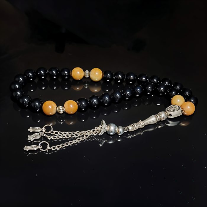 Black Agate and Cocco Natural Prayer Beads